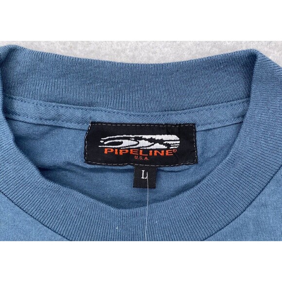 Pipeline Shirt Men Size Large USA Made BLUE Surf Wave Kona North Shore Graphic - Picture 9 of 10